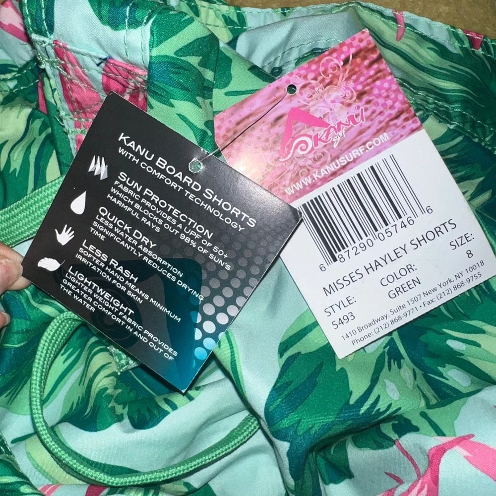 Kanu‎ Surf Misses Hayley Board Shorts Green Tropical Print Size 8 Beach Resort